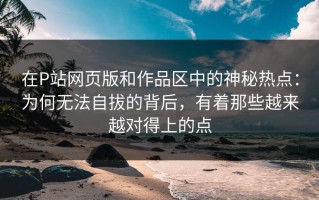 在P站网页版和作品区中的神秘热点：为何无法自拔的背后，有着那些越来越对得上的点