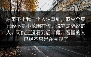 原来不止我一个人注意到，麻豆全集已经不是小范围在传，说它是偶然的人，可能还没看到后半段，看懂的人已经不只是在围观了