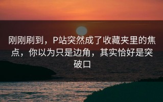 刚刚刷到，P站突然成了收藏夹里的焦点，你以为只是边角，其实恰好是突破口