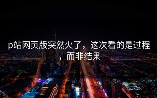 p站网页版突然火了，这次看的是过程，而非结果