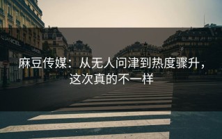 麻豆传媒：从无人问津到热度骤升，这次真的不一样