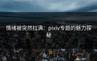情绪被突然拉满：pixiv专题的魅力探秘