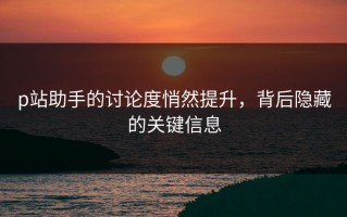 p站助手的讨论度悄然提升，背后隐藏的关键信息
