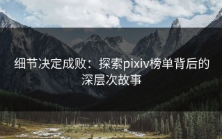 细节决定成败：探索pixiv榜单背后的深层次故事