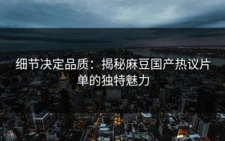细节决定品质：揭秘麻豆国产热议片单的独特魅力